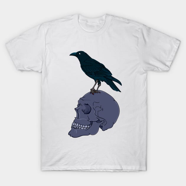 Raven on a Skull T-Shirt by mailboxdisco